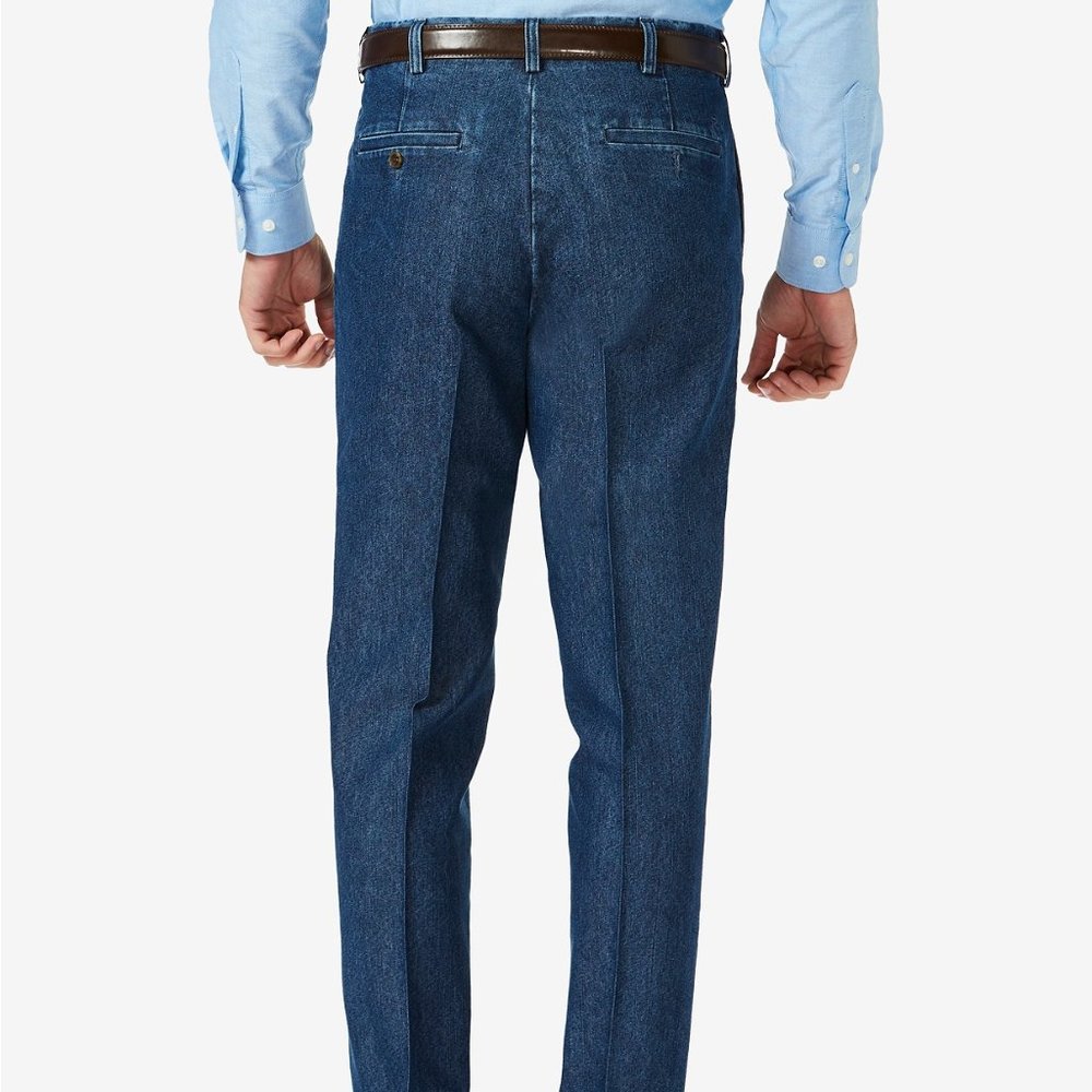 Haggar Men's Stretch Denim ClassicFit Pleated Pant